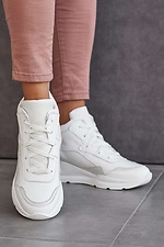 Белые высокие кроссовки на зиму из натуральной кожи 8019127 фото №6