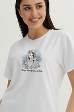 Біла бавовняна футболка з патріотичним принтом Garne 9000127 фото №1
