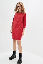 Short straight fit suede dress with 3/4 sleeves Garne 3039128 photo №2