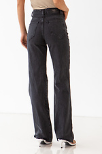 Czarne dżinsy z wysokim stanem i szerokimi nogawkami z przetarciami na kolanach  4009128 zdjęcie №6