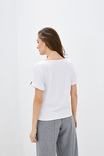 Weißes Damen-Baumwoll-T-Shirt mit patriotischem Aufdruck Garne 9000128 Foto №2