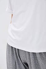 Weißes Damen-Baumwoll-T-Shirt mit patriotischem Aufdruck Garne 9000128 Foto №3