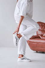 Light leather sneakers  4206129 photo №4