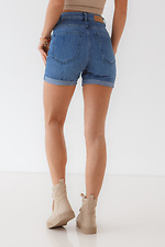 Blaue Skinny-Shorts mit hohem Bund  4009131 Foto №6