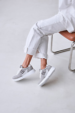 Grey Suede Sneakers with Leopard Inserts  4206131 photo №6