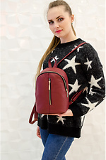 Small women's backpack made of quality leatherette in burgundy color SamBag 8045131 photo №1