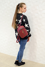 Small women's backpack made of quality leatherette in burgundy color SamBag 8045131 photo №2