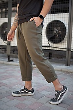 Бавовняні штани чінос кольору хакі із зав'язками Without 8048131 фото №2