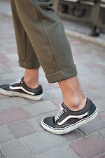Хлопковые брюки чинос цвета хаки с завязками Without 8048131 фото №4