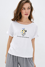 Женская белая хлопковая футболка с патриотическим принтом Garne 9000131 фото №4