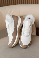 Damskie skórzane zimowe sneakersy w kolorze białym  2505133 zdjęcie №4