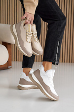 Damskie skórzane zimowe sneakersy w kolorze białym  2505133 zdjęcie №6