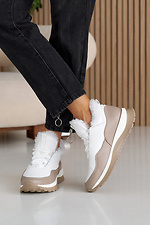 Damskie skórzane zimowe sneakersy w kolorze białym  2505133 zdjęcie №7