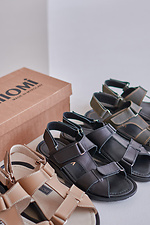 Summer beige men's sandals made of genuine leather  4206133 photo №2