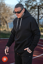 Men's Warm Oversized Hoodie with Print MASKULT Black Teamv 8034135 photo №2