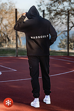 Men's Warm Oversized Hoodie with Print MASKULT Black Teamv 8034135 photo №6