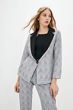 Classic PIA checkered blazer with plunging neckline and collar Garne 3037136 photo №1