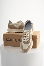 Women's sneakers in a combination of leather and beige suede  4206136 photo №2