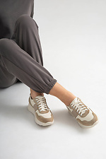 Women's sneakers in a combination of leather and beige suede  4206136 photo №3