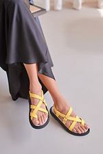 Yellow leather sandals buckle through the toe on a low gear  4206138 photo №5