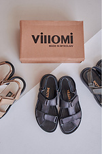 Black leather men's sandals  4206139 photo №2
