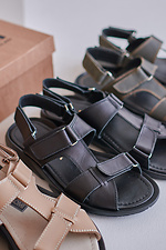Black leather men's sandals  4206139 photo №3