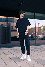 Черные коттоновые джинсы бананы зауженные к низу TUR WEAR 4009140 фото №6