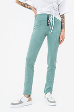 Высокие замшевые штаны EMBER мятного цвета с молнией Garne 3042141 фото №1