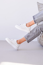 White leather sneakers with perforation  4206141 photo №3