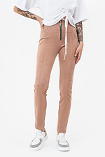 Высокие замшевые брюки EMBER бежевого цвета с молнией Garne 3042142 фото №1