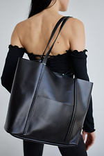 Большая черная сумка шоппер из натуральной кожи Garne 3300142 фото №1