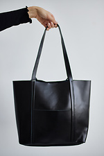 Large black shopper bag made of genuine leather Garne 3300142 photo №2