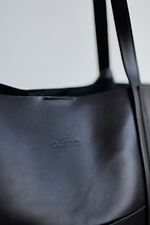 Large black shopper bag made of genuine leather Garne 3300142 photo №3