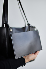 Большая черная сумка шоппер из натуральной кожи Garne 3300142 фото №4