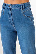 Hoch sitzende, blaue, lockere Jeans mit weitem Bein  4009142 Foto №5