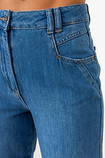 Синие широкие джинсы слоуч зауженные к низу с высокой посадкой  4009142 фото №6