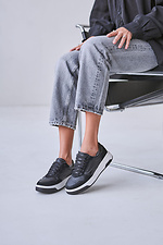 Schwarze Leder- und Wildleder-Sneaker  4206142 Foto №2