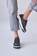 Schwarze Leder- und Wildleder-Sneaker  4206142 Foto №5