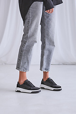 Schwarze Leder- und Wildleder-Sneaker  4206142 Foto №6