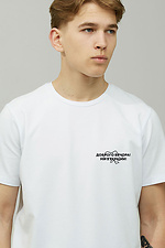 Белая хлопковая футболка для мужчин с патриотическим принтом GEN 9000142 фото №2