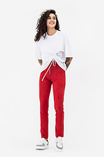 Високі замшеві штани EMBER червоного кольору з блискавкою Garne 3042143 фото №4