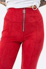 Высокие замшевые брюки EMBER красного цвета с молнией Garne 3042143 фото №8