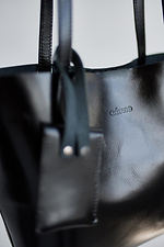 Women's shopping bag made of genuine leather in black Garne 3300143 photo №4