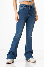 Синие высокие джинсы расклешенные к низу  4009144 фото №4