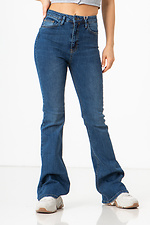 Синие высокие джинсы расклешенные к низу  4009144 фото №5