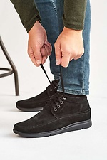 Мужские зимние ботинки из натуральной замши черного цвета 8019144 фото №1
