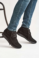 Мужские зимние ботинки из натуральной замши черного цвета 8019144 фото №3