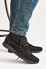 Мужские зимние ботинки из натуральной замши черного цвета 8019144 фото №4