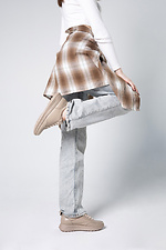 Cappuccino color women's leather sneakers  4206145 photo №3