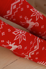 Long women's socks New Year's red with white deer M-SOCKS 2040146 photo №8